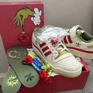 Adidas Forum Low The Grinch Shoes Mens Size 8.5 White Red Green Christmas ID3532
